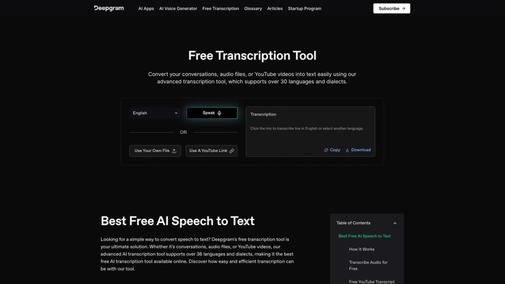 image for Free Transcription Tool Deepgram