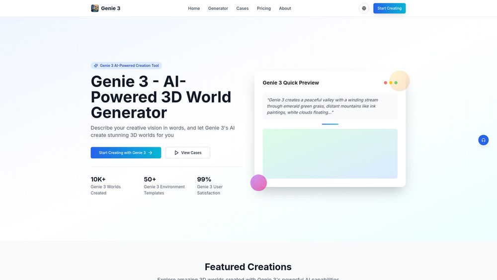 image for Genie 3-Al-Powered 3D WorldGenerator