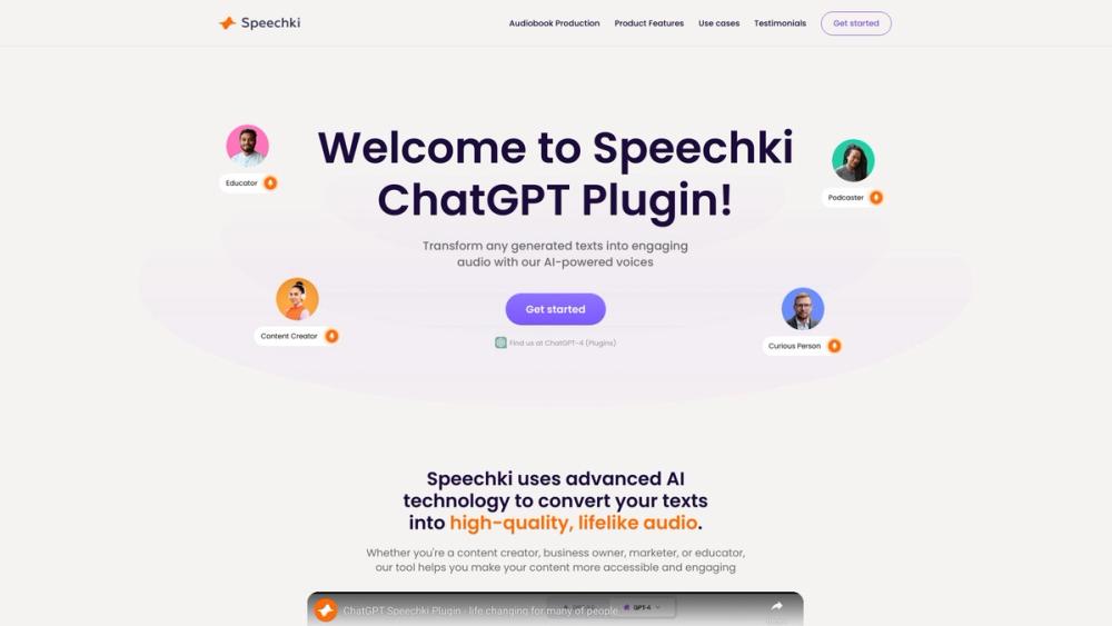 image for Speechki ChatGPT Plugin: anything audio
