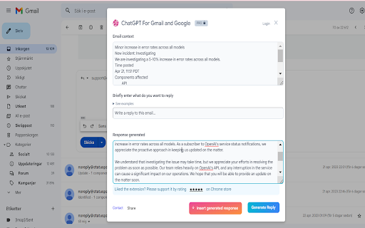 image for ChatGPT for Google, AI Email & Content Writer