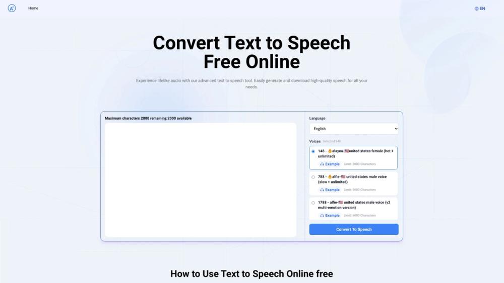 image for TexttoSpeech.im: Convert  Text to Speech Free Online