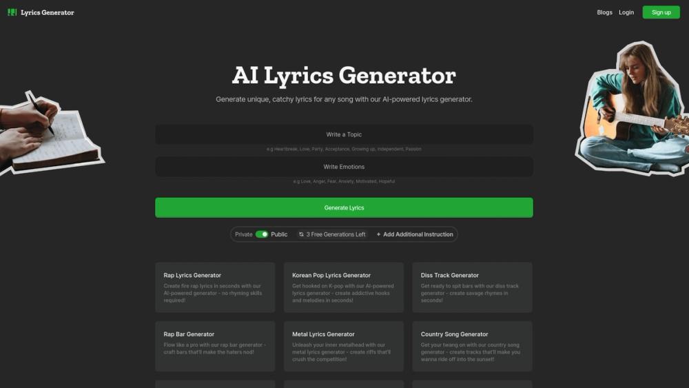 image for AI Lyrics Generator