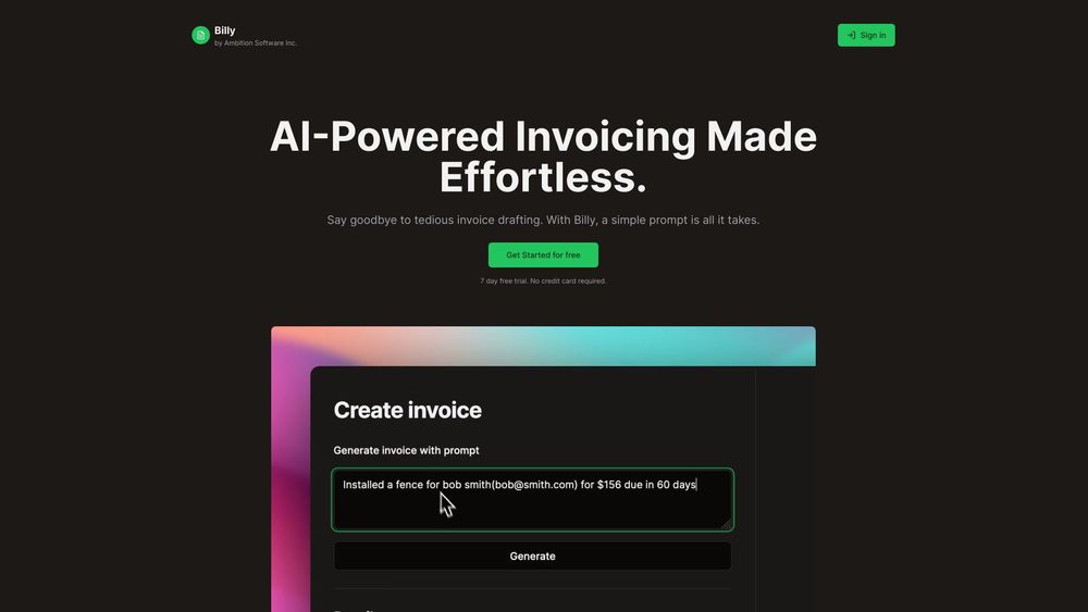 image for Billy: AI Invoicing Made Effortless.