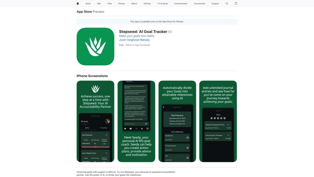 image for Stepseed V2: AI Goal Tracker and Journal