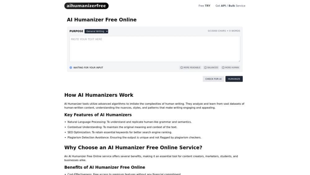 image for AI Humanizer Free Online