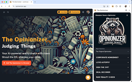image for The Opinionizer - Need a second opinion? AI with a twist for work or fun