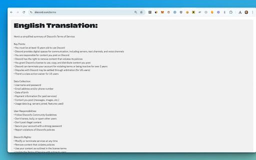 image for Legalese to English - Privacy Policy & ToS Simplifier