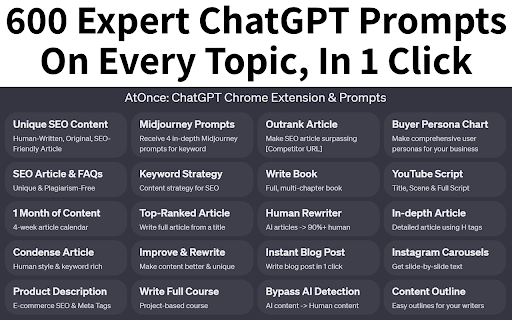 image for AtOnce: ChatGPT Chrome Extension & AI Prompts