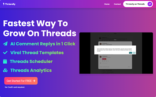 image for Thriendly: Fastest way to Grow on Threads and X with AI engagement