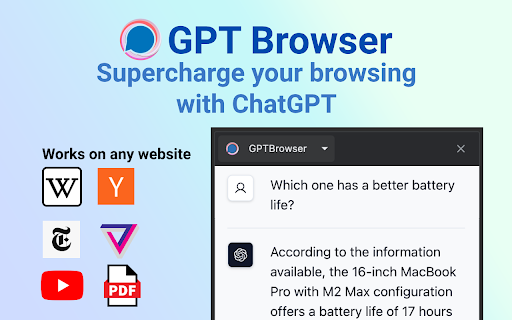 image for GPTBrowser ChatGPT for website, PDF & Youtube