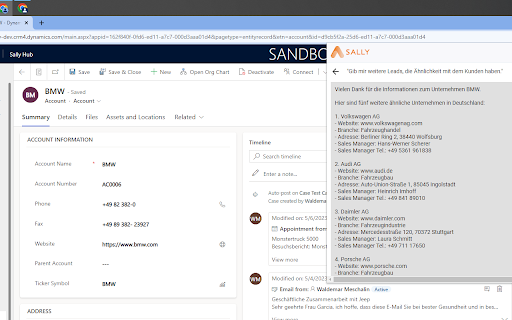 image for Sally SalesAI Dynamics 365 Explorer