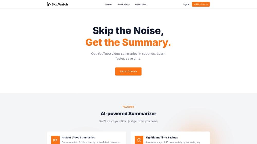 image for SkipWatch: AI YouTube Summarizer