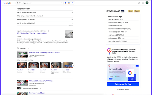 image for Domain Age Finder Google SERP - Semantic Pen