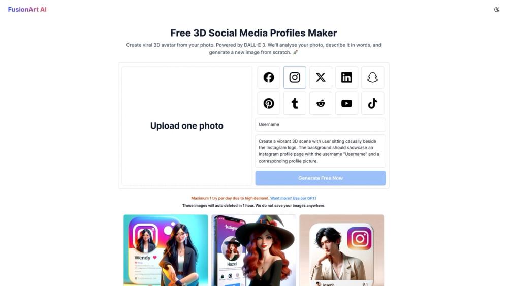 image for Free 3D Social Media Profiles Maker