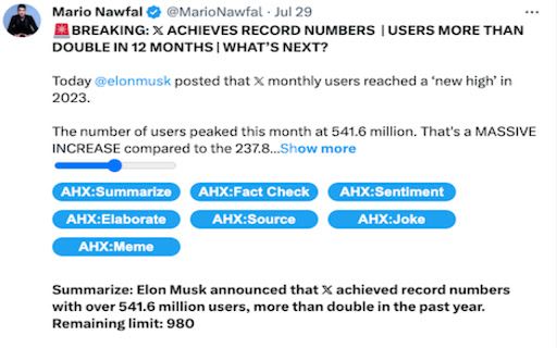 image for AHX - Twitter/X.com AI Helper