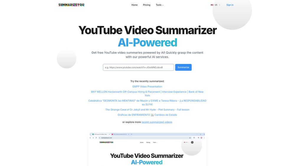 image for YouTube Video Summarizer AI-Powered