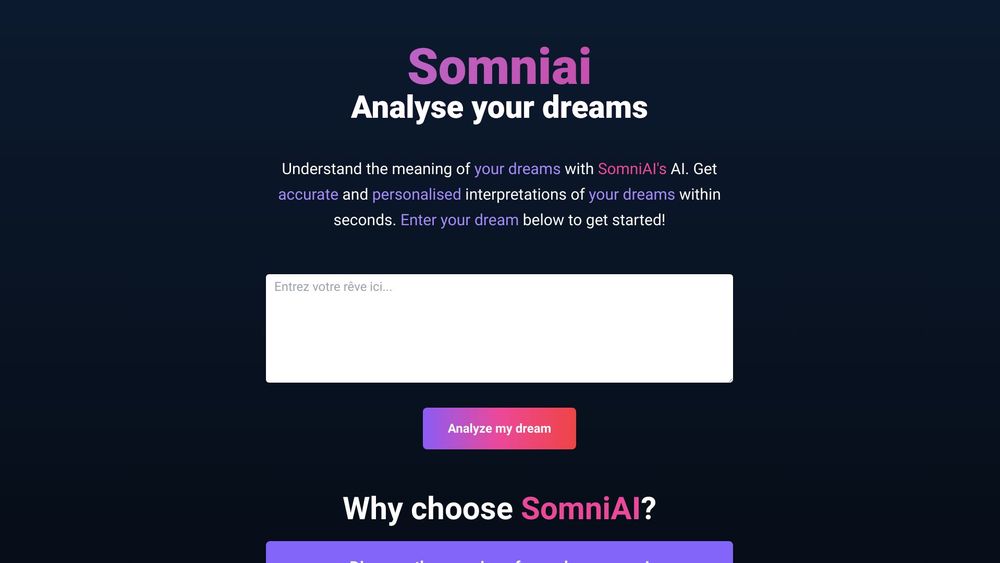 image for SomniAI : Dream analysis with AI Power