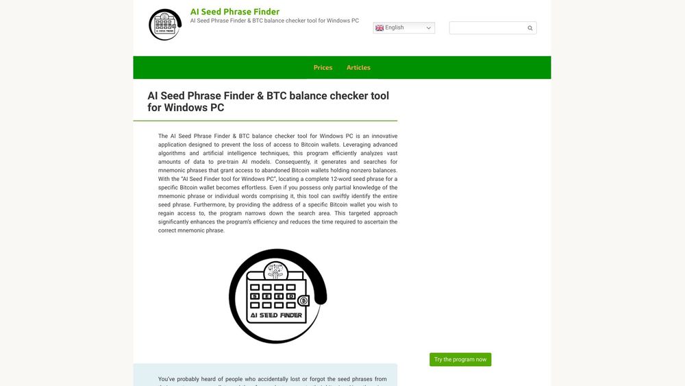 image for AI Seed Phrase Finder & BTC balance checker tool for Windows PC