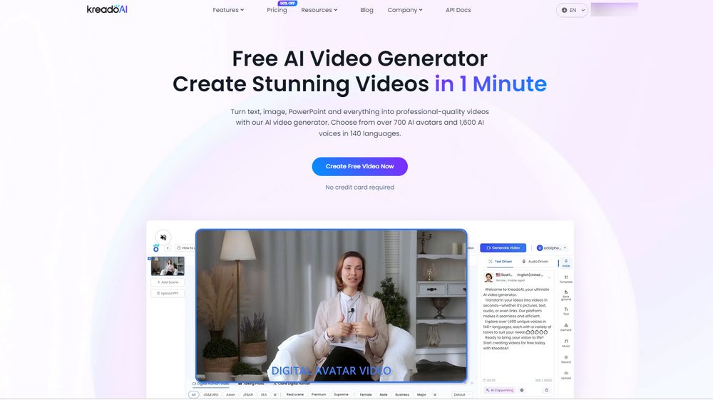 image for kreado_AI video creation platform