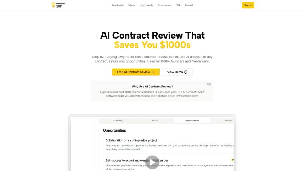 image for FoundersAgree - AI Contract Review