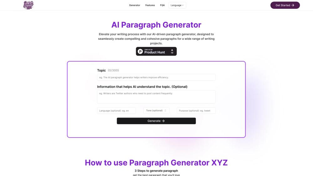image for ParagraphGeneratorXYZ
