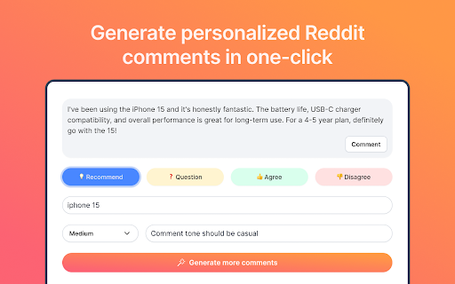 image for RedCom.ai - Generate & Track Reddit Comments