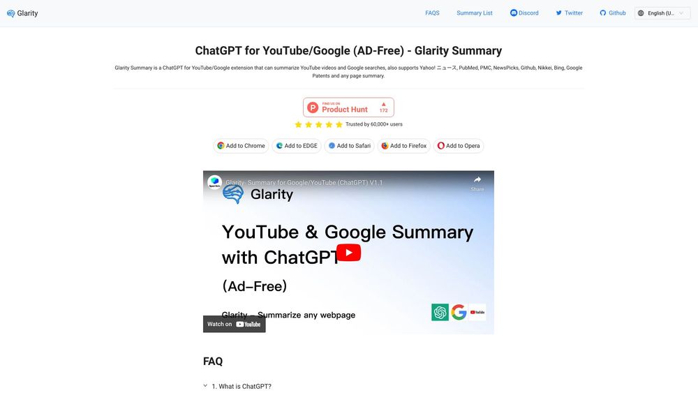 image for Glarity - Summarize Google and YouTube