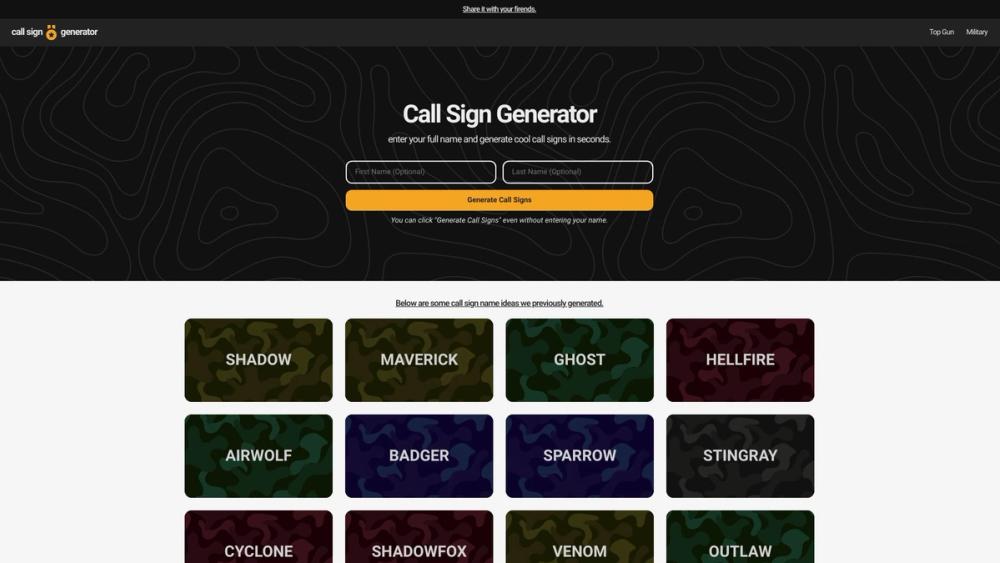 image for Call Sign Generator