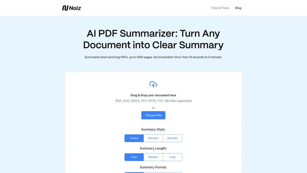 image for AI PDF Summarizer | Noiz