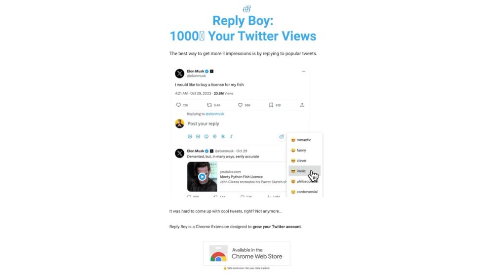 image for Reply Boy - 1000𝕏 Your Twitter Views