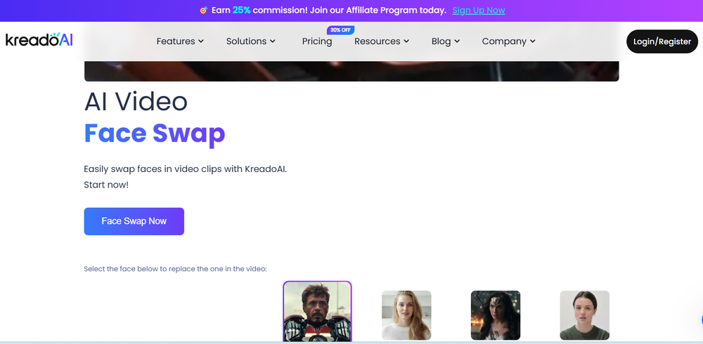 image for KreadoAI Video Face Swap