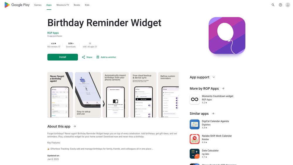 image for Birthday Reminder Widget