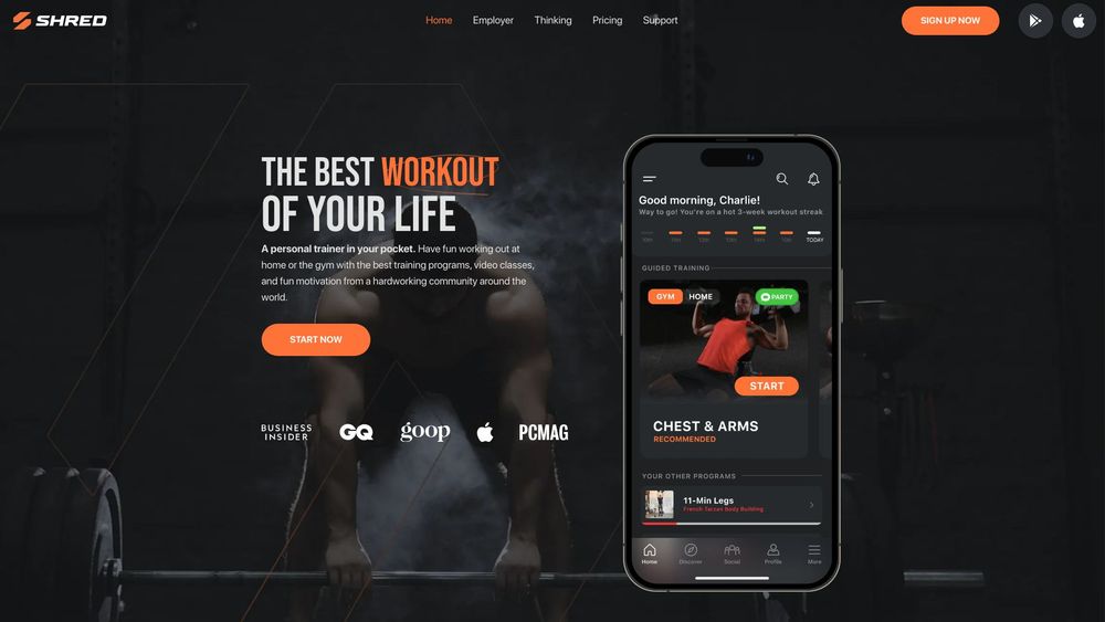 image for SHRED: Home & Gym Workouts App