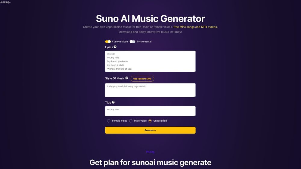 image for Suno AI Music Generator AI