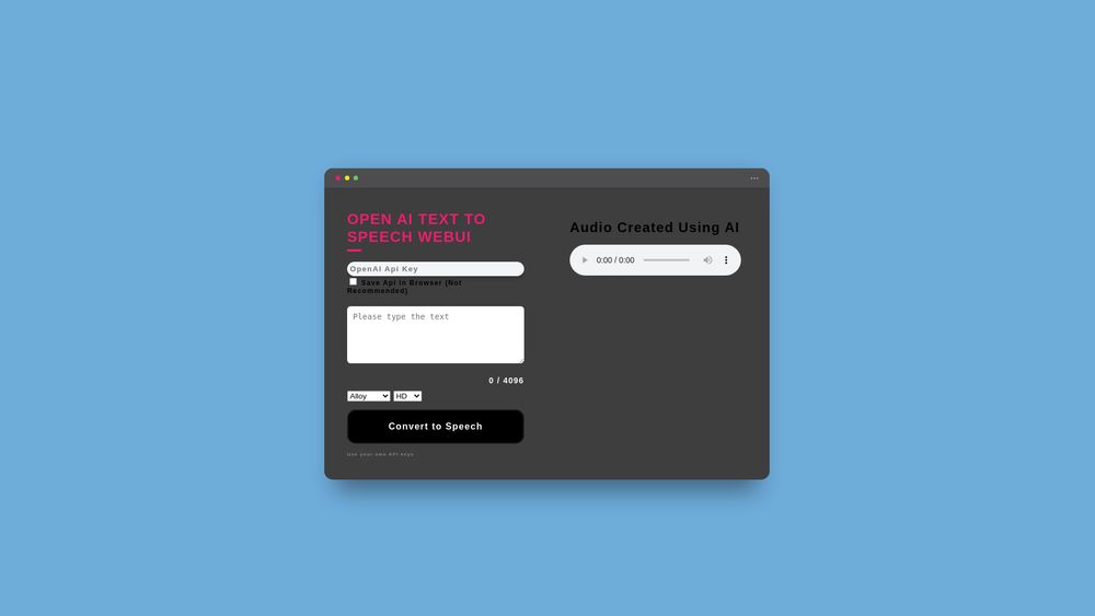 image for OpenAI Text To Speech WebUI