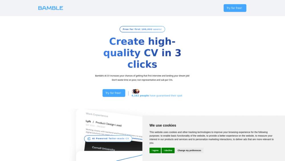 image for Bamble AI CV Creator