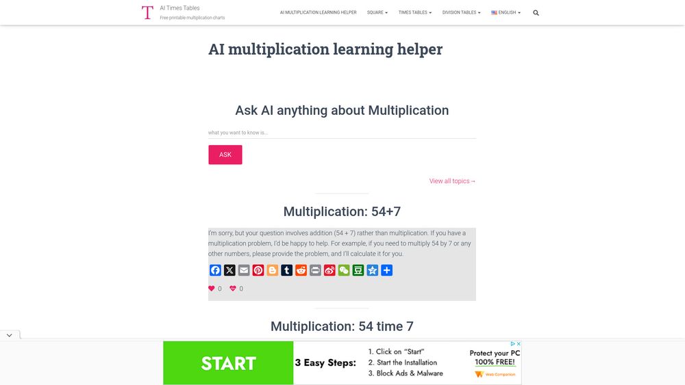 image for AI multiplication learning helper