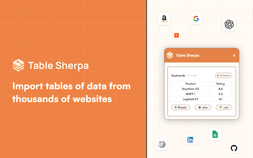 image for TableSherpa: Web to Sheets Exporter
