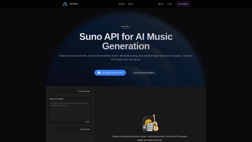 image for API.box: Suno API for AI Music Generation (Unofficial)