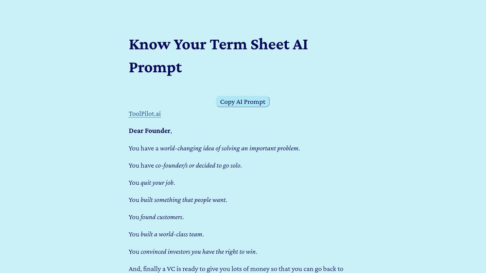 image for Know Your Term Sheet AI Prompt
