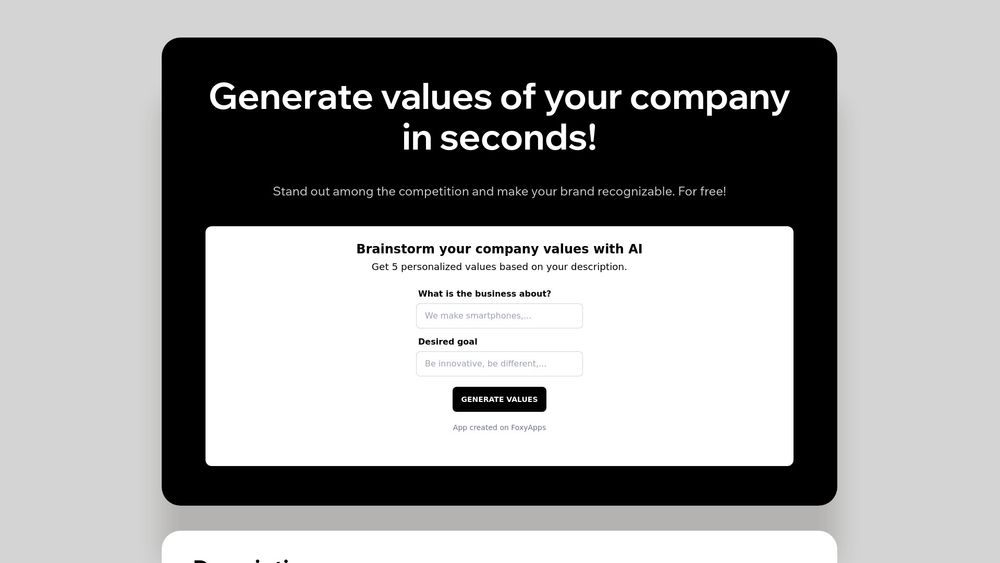 image for Company Values Generator