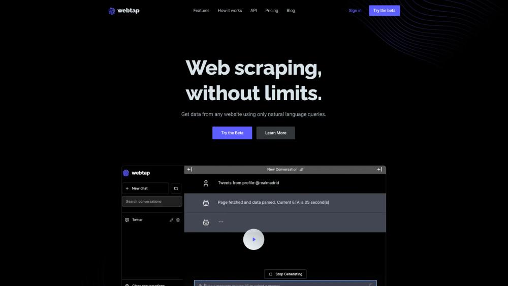 image for Webtap - AI Web Scraper