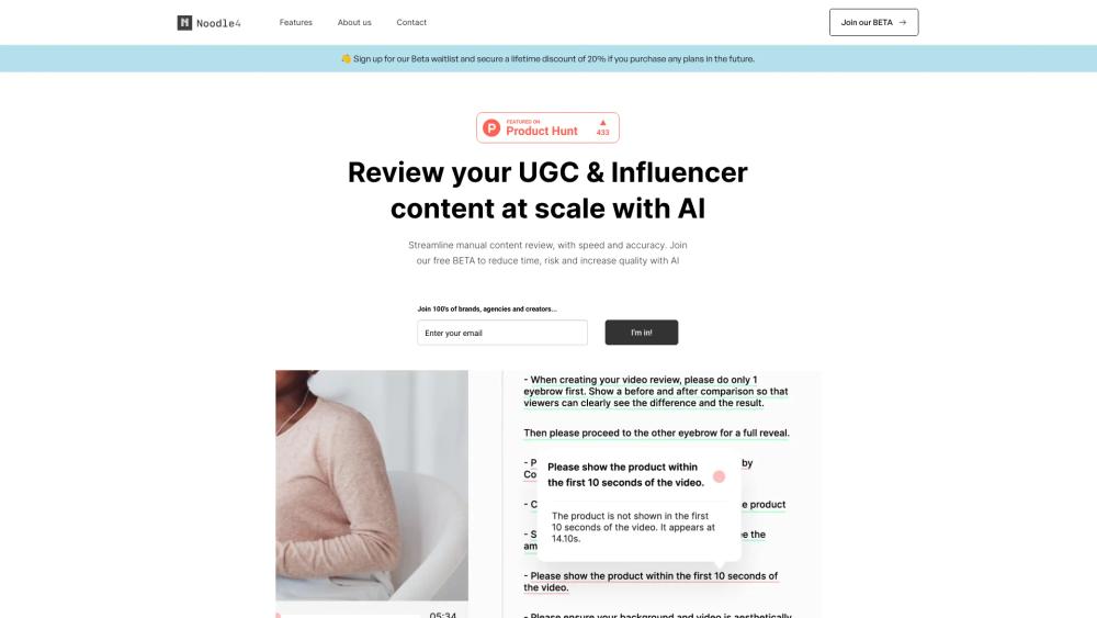 image for Noodle4 AI - Content review assistant.