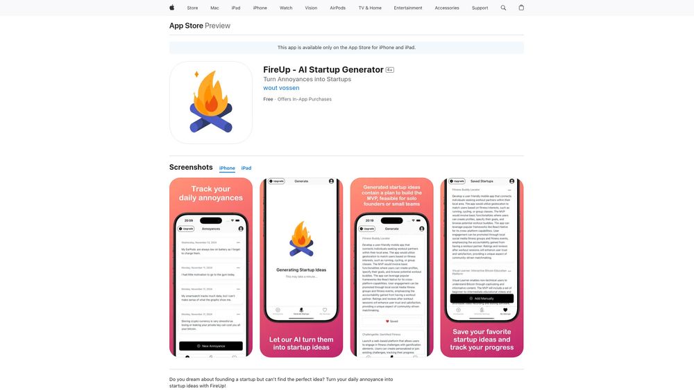 image for FireUp - AI Startup Generator