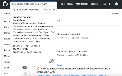 image for Natural Advanced Search for GitHub