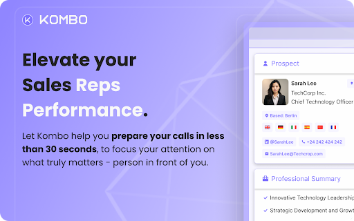 image for Kombo - Prepare your first call & email outreach in less than 30s