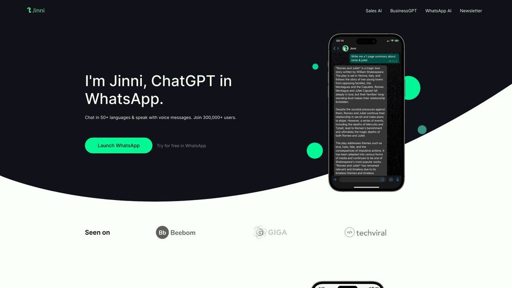 image for ChatGPT in WhatsApp - Jinni AI
