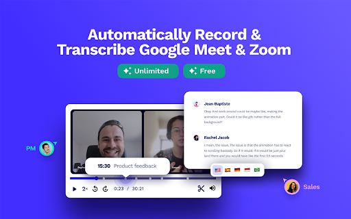 image for Record, Transcribe & ChatGPT for Google Meet