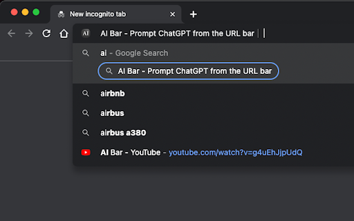 image for AI Bar - Prompt ChatGPT from the URL bar