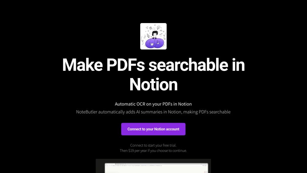 image for NoteButler - searchable PDFs in Notion